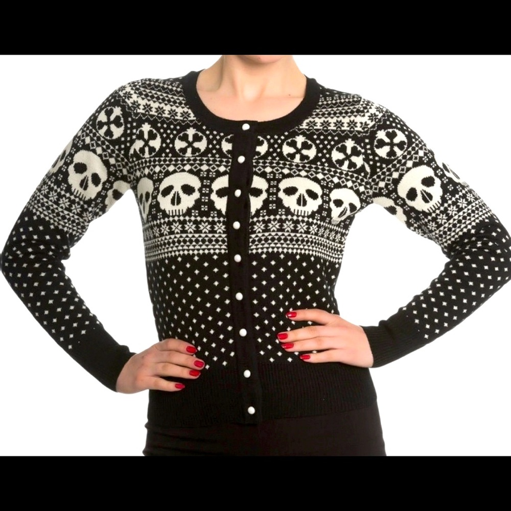 Hell Bunny Skull and Crossbones Cardigan R…